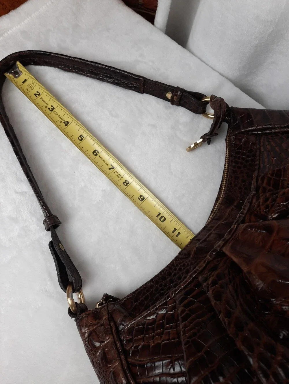 Brahmin Pecan Melbourne Croc-Embossed Hobo Shoulder Bag